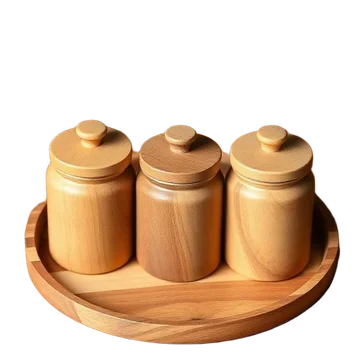 Wooden Spice Jar Set with Tray